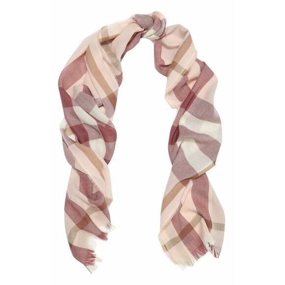 NWT BURBERRY TONAL PINK WOOL CASHMERE NOVA CHECK LIGHTWEIGHT SCARF 18X80 200X45 - Picture 1 of 12